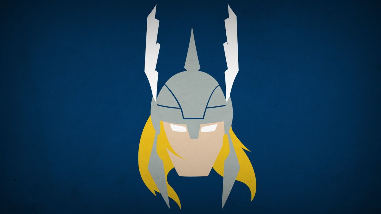 Minimalistic Thor superheroes Marvel blue background blo0p wallpaperx1080