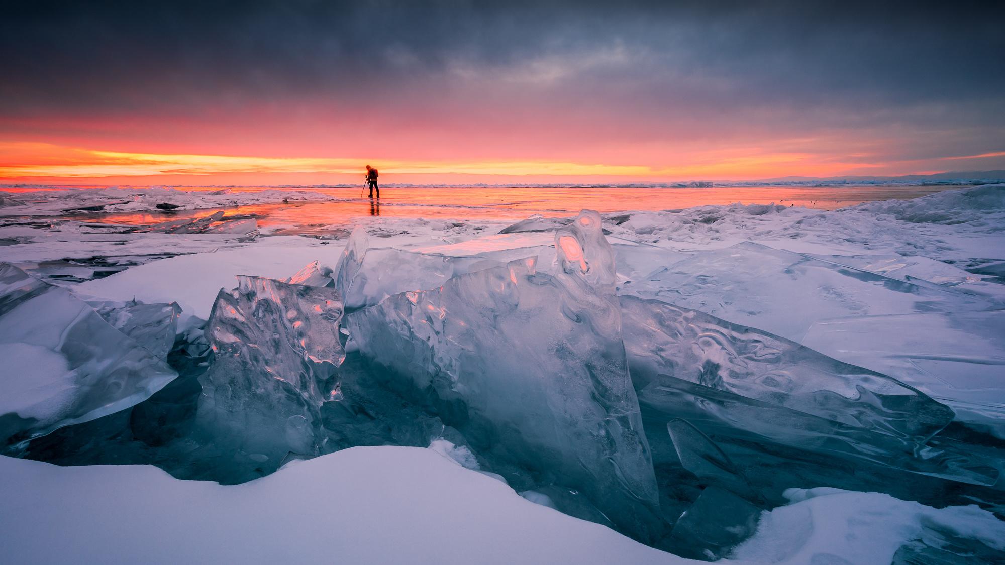 Frozen Lake Baikal, Russia