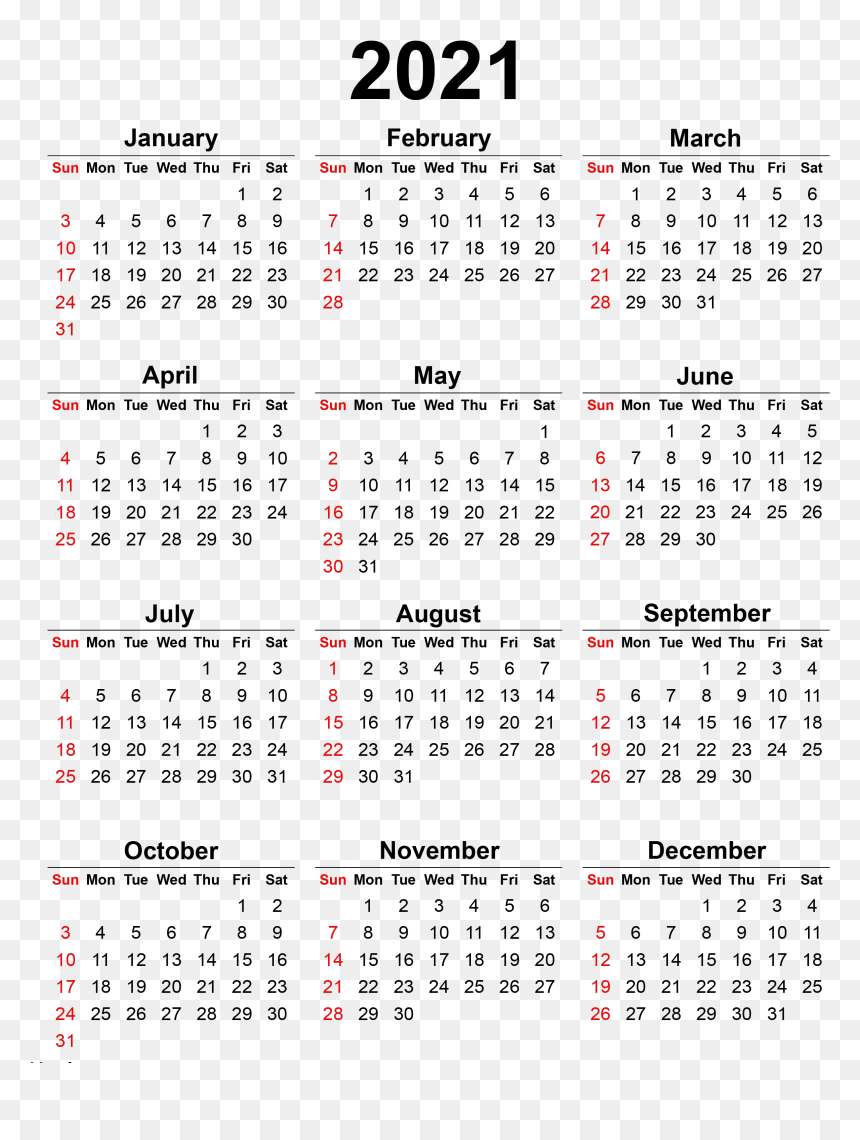 Calendar 2021 Transparent Background Png - Png Download