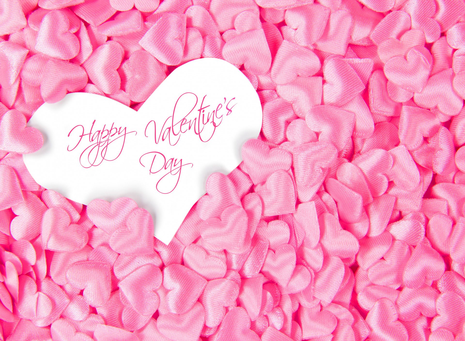 Happy Valentines Day Text Pink Hearts Collection Graphic Cute HD Wallpaper