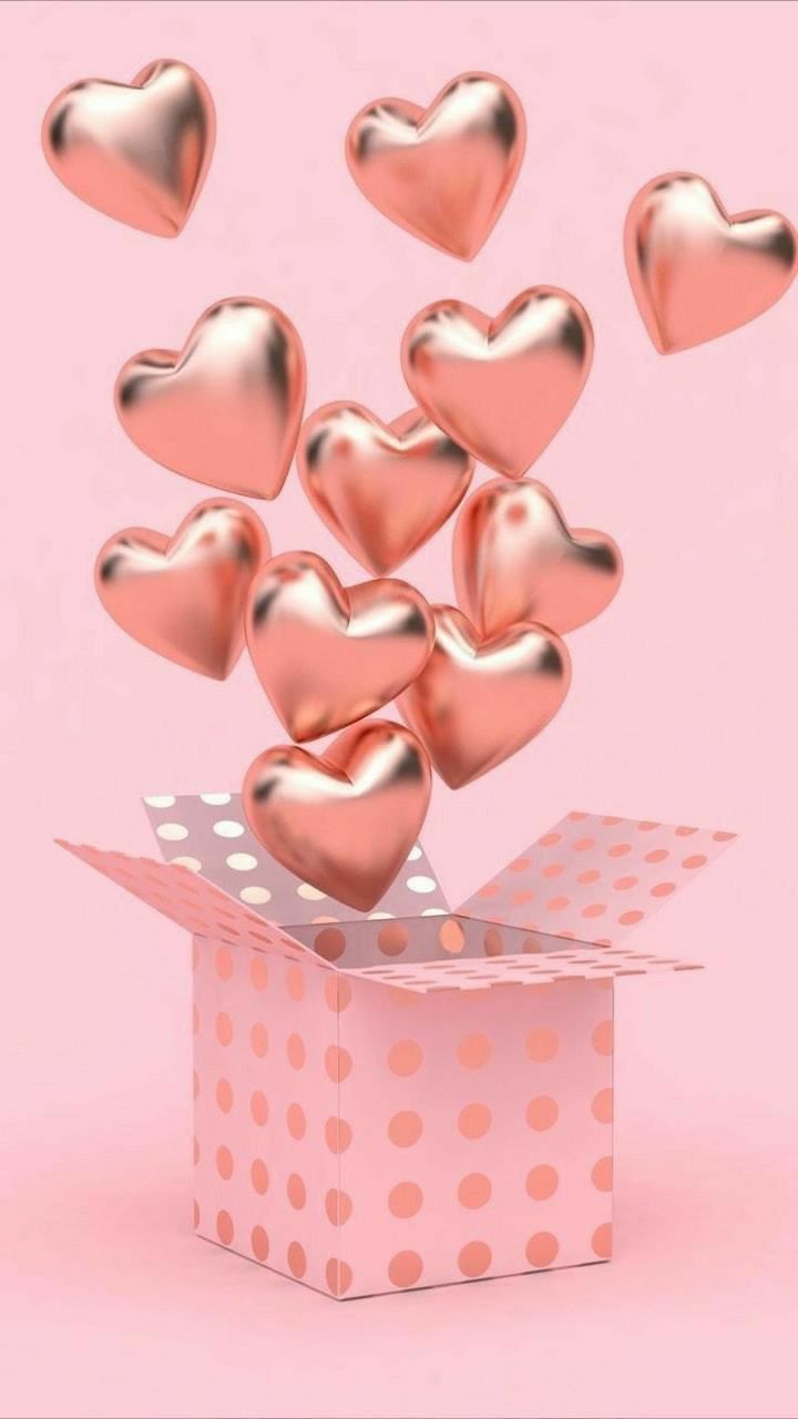 Rosegold Balloons Polka dots Box Pink Gold. Valentines wallpaper iphone, Valentines wallpaper, Happy birthday wallpaper