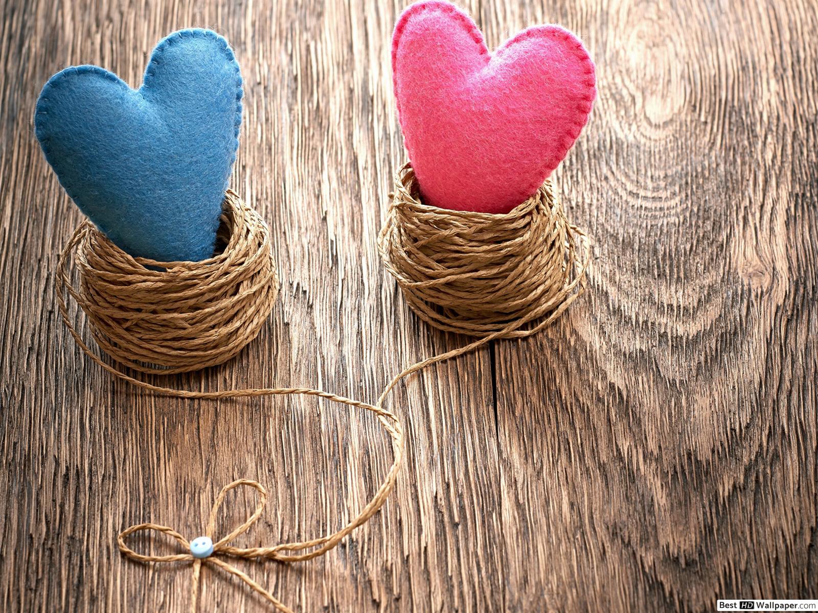 Valentine's day pink and blue hearts HD wallpaper download