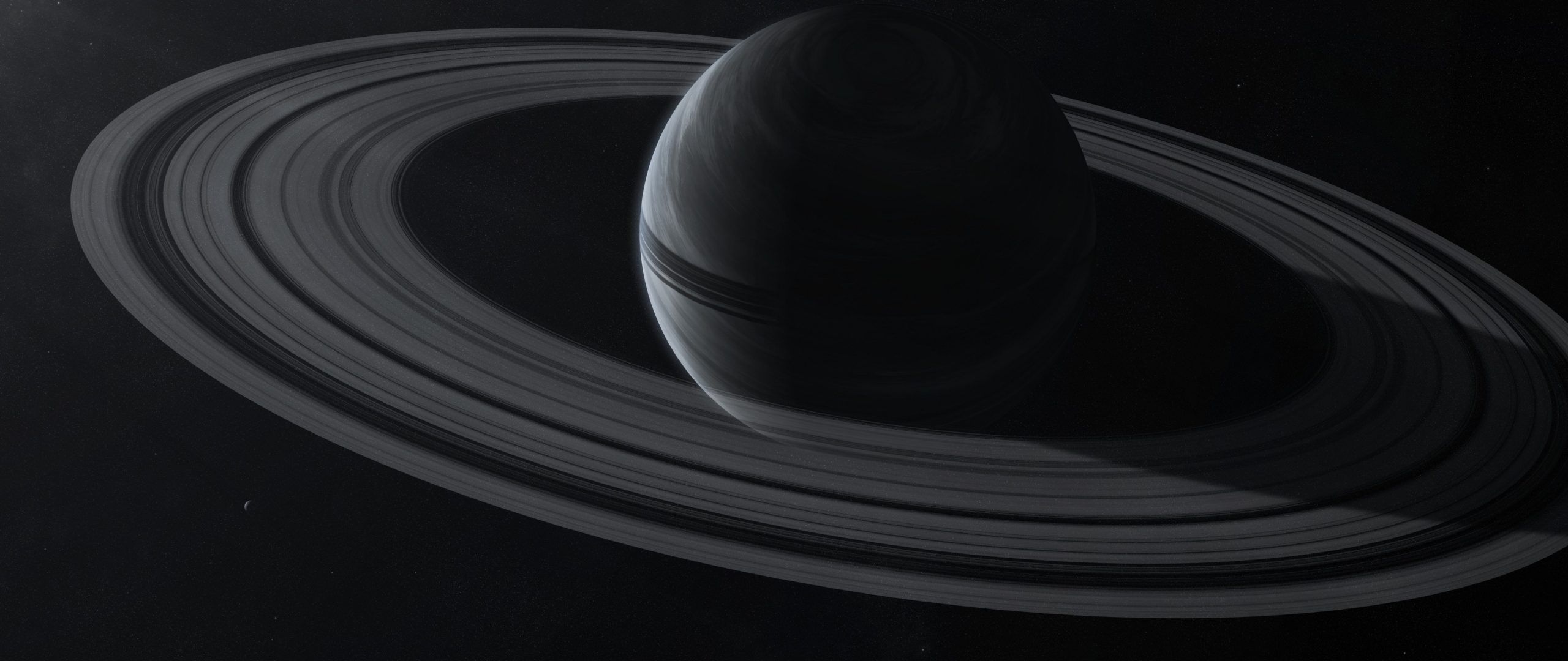 Saturn Planet Monochrome Space 4K Wallpaper