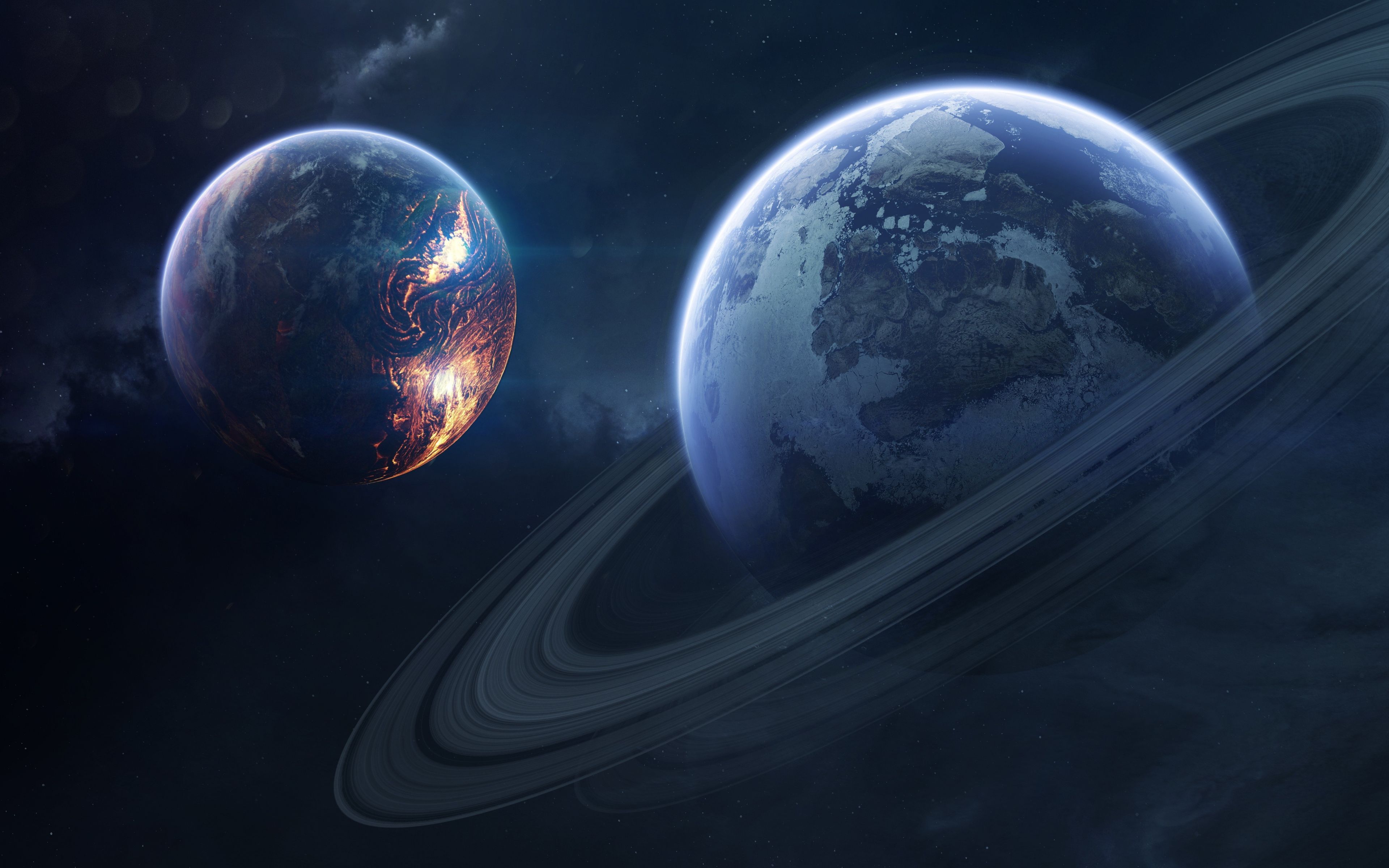 Desktop Wallpaper Saturn, Planet Of Rings, Dark, 5k, HD Image, Picture, Background, 360d83