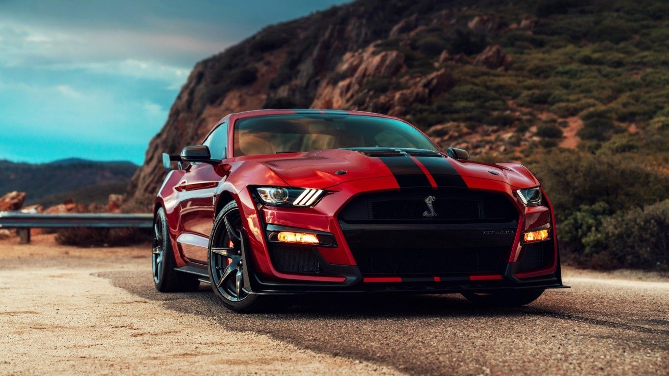 Download 1366x768 Ford Mustang Shelby Gt500 Red And Black, Muscle Cars Wallpaper for Laptop, Notebook