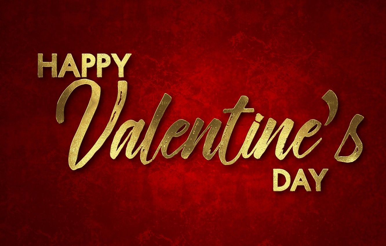 Wallpaper red, golden, red background, romantic, Valentine's Day, Happy, letters, Valentine's Day image for desktop, section праздники