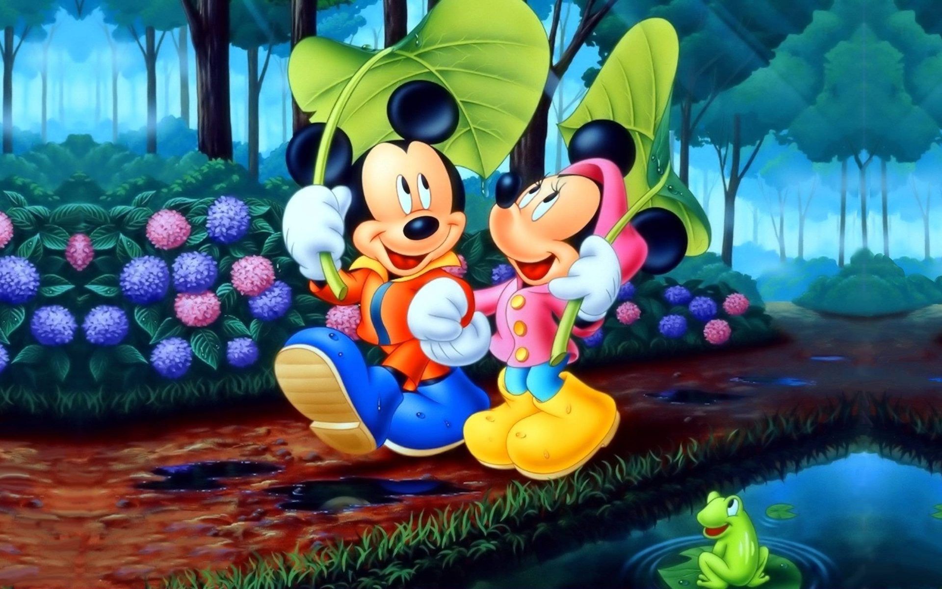 Mickey And Minnie Mouse Romantic Walk In The Park Love Couple Desktop HD Wallpaper For Mobile Phones Tablet And PC 2560x1600, Wallpaper13.com