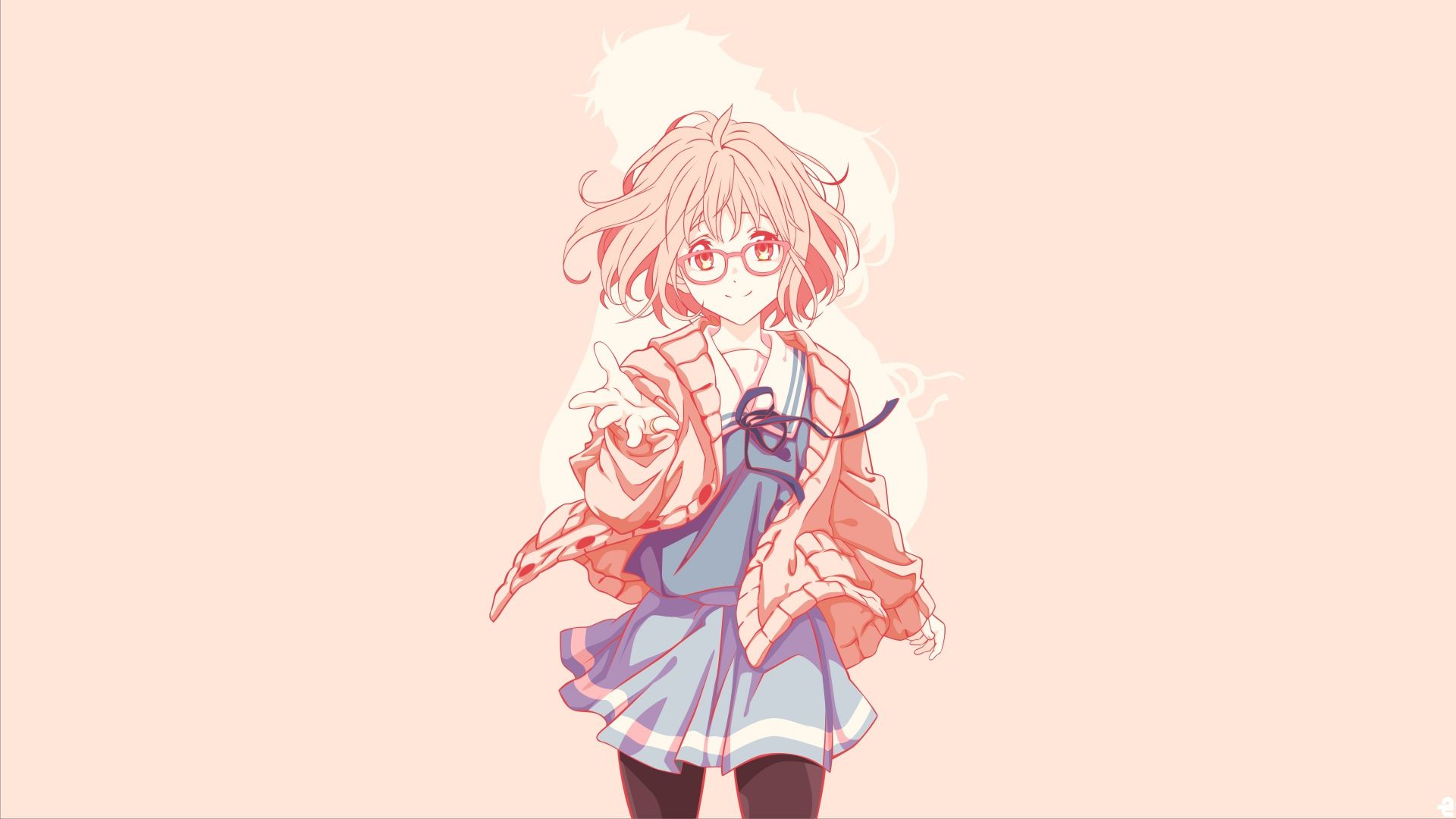 Desktop wallpaper short hair, mirai kuriyama, anime girl, minimal, glasses, HD image, picture, background, d3949b