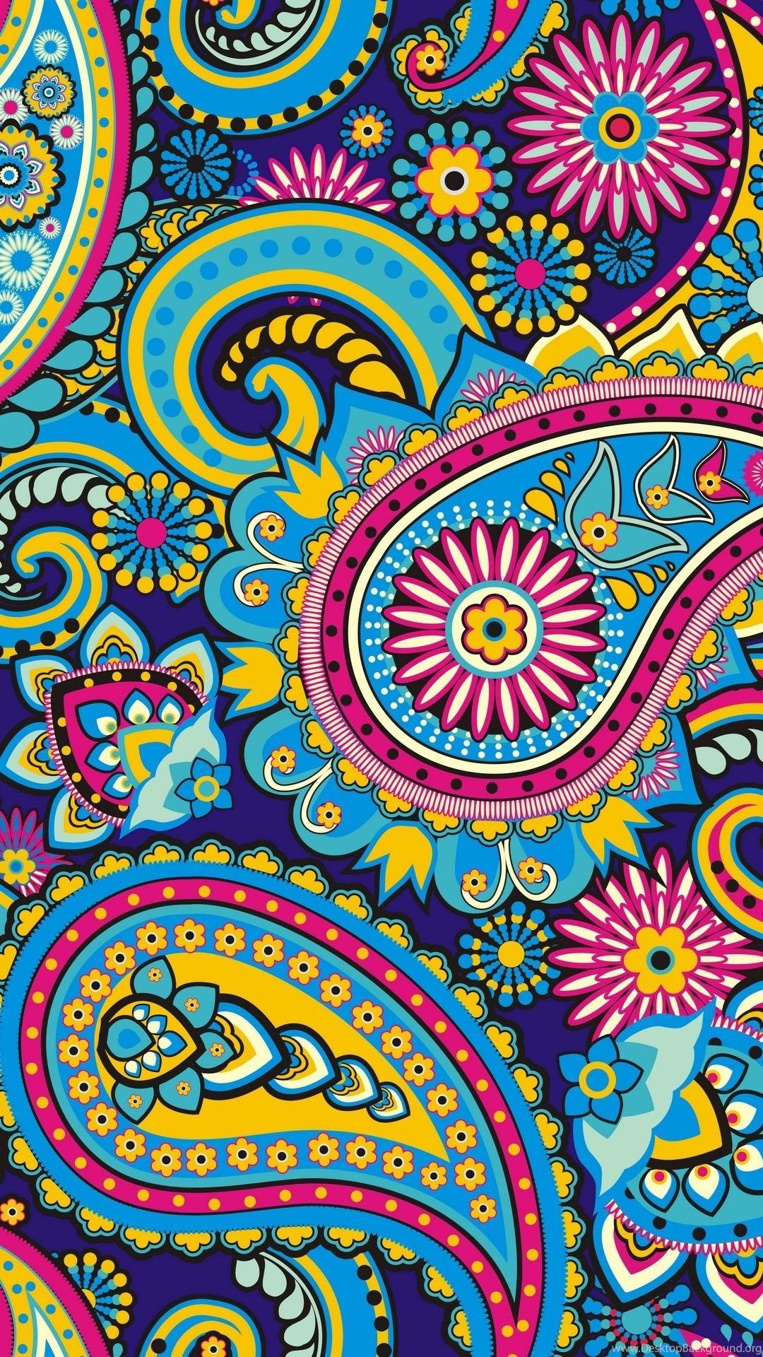 Abstract Paisley Mix iPhone 6 Plus Wallpaper Art, Colorful. Desktop Background