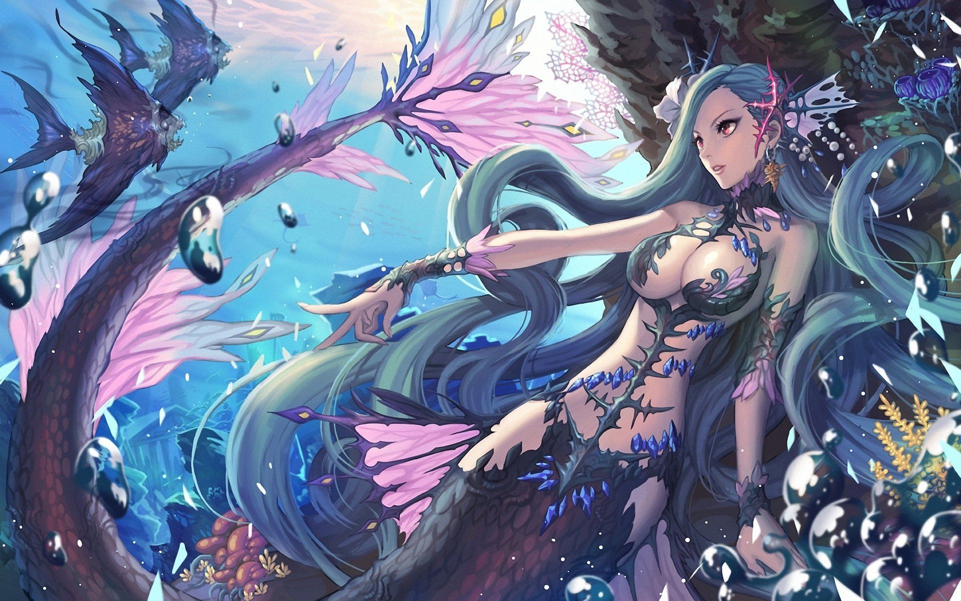 (1920×1201). Anime mermaid, Dark mermaid, Mermaid artwork