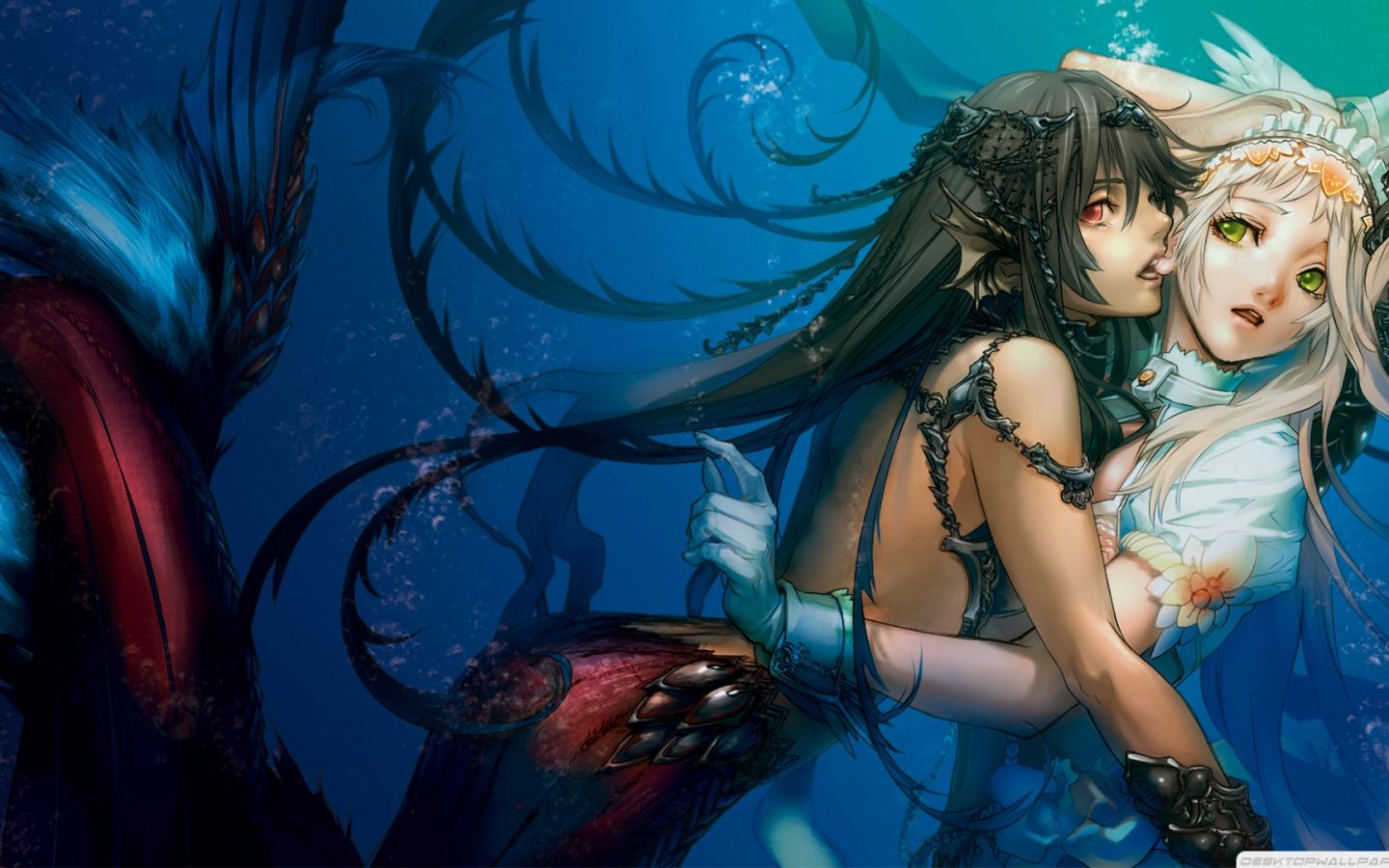 Free download Black Long Hair Mermaids Anime Girls Underwater Fantasy Art 19201080 [1920x1080] for your Desktop, Mobile & Tablet. Explore Anime Mermaid Wallpaper. Vintage Mermaid Wallpaper, Image of Mermaids