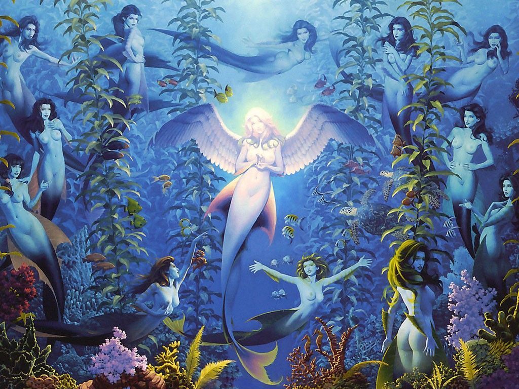 Mermaids Wallpaper: mermaids. Mermaid wallpaper, Fantasy mermaids, Visionary art