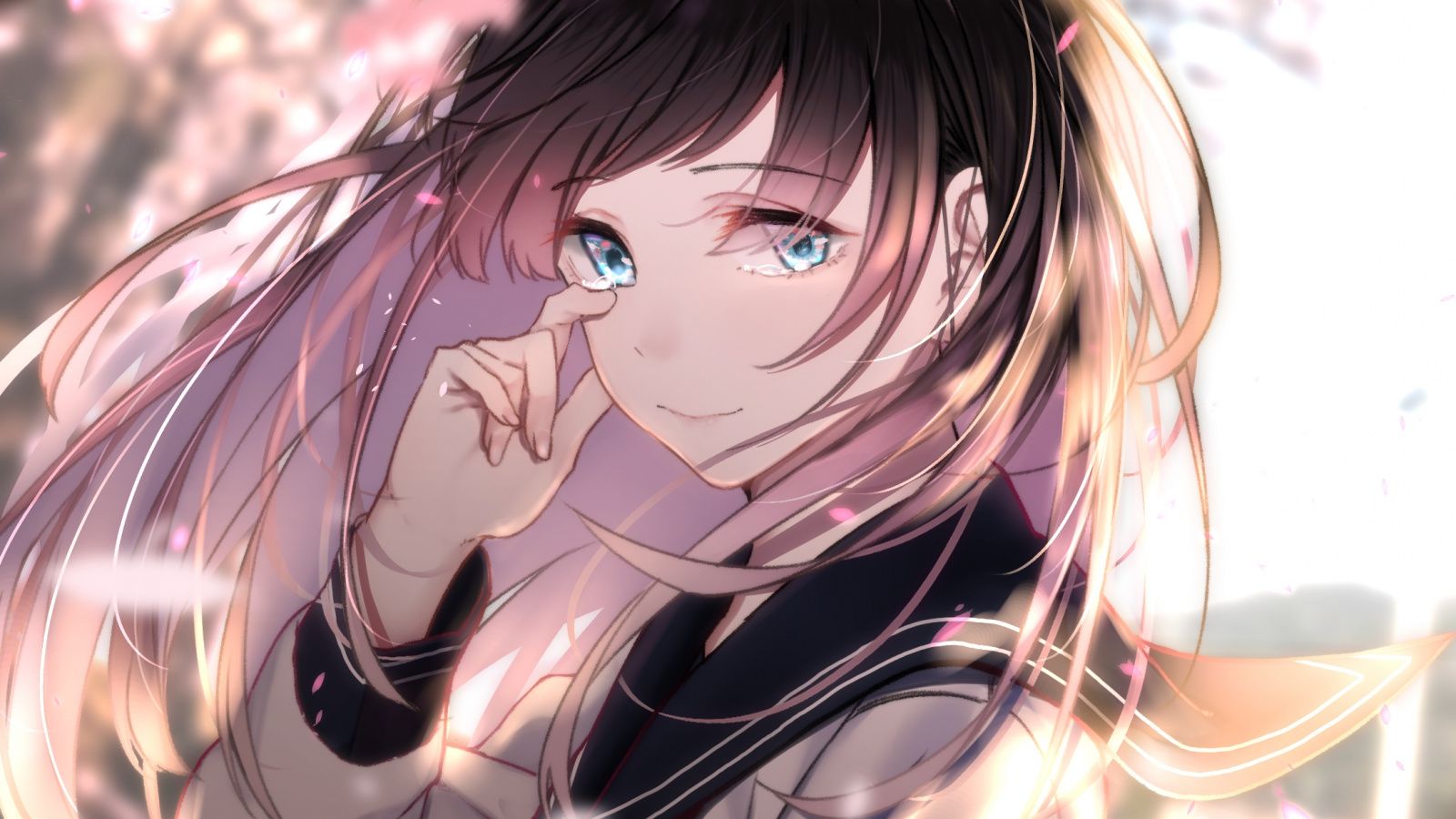 Download Cute, anime girl, blue eyes, school wallpaper, 1600x Widescreen 16: Widescreen