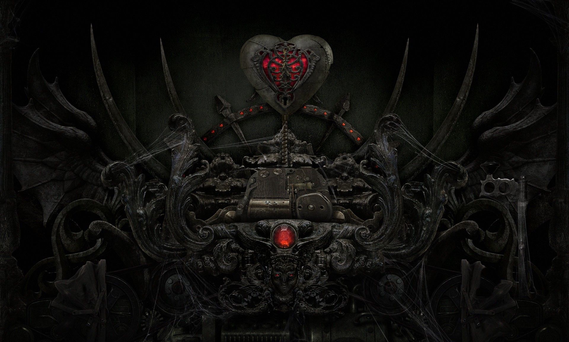 Dark love heart evil sci fi mech gothic wallpaperx1153