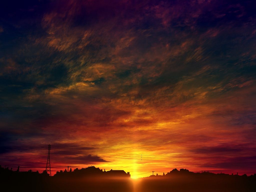 Desktop wallpaper original, anime, sunset, sky, HD image, picture, background, 7895bd
