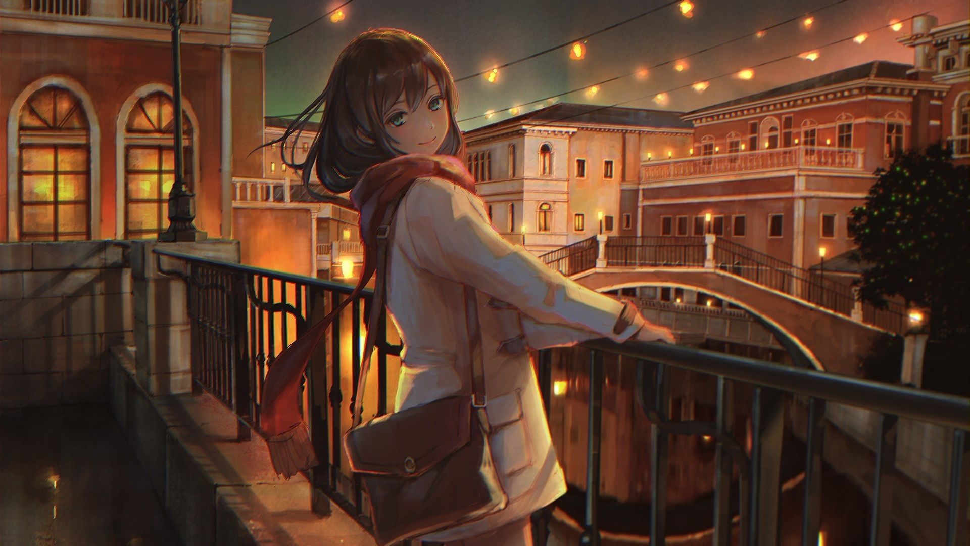 Desktop Wallpaper Fun At Night, Anime Girl, Original, HD Image, Picture, Background, 382951