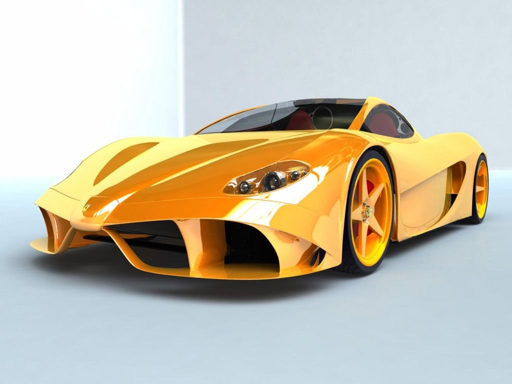 Yellow car, finest 3D Poster