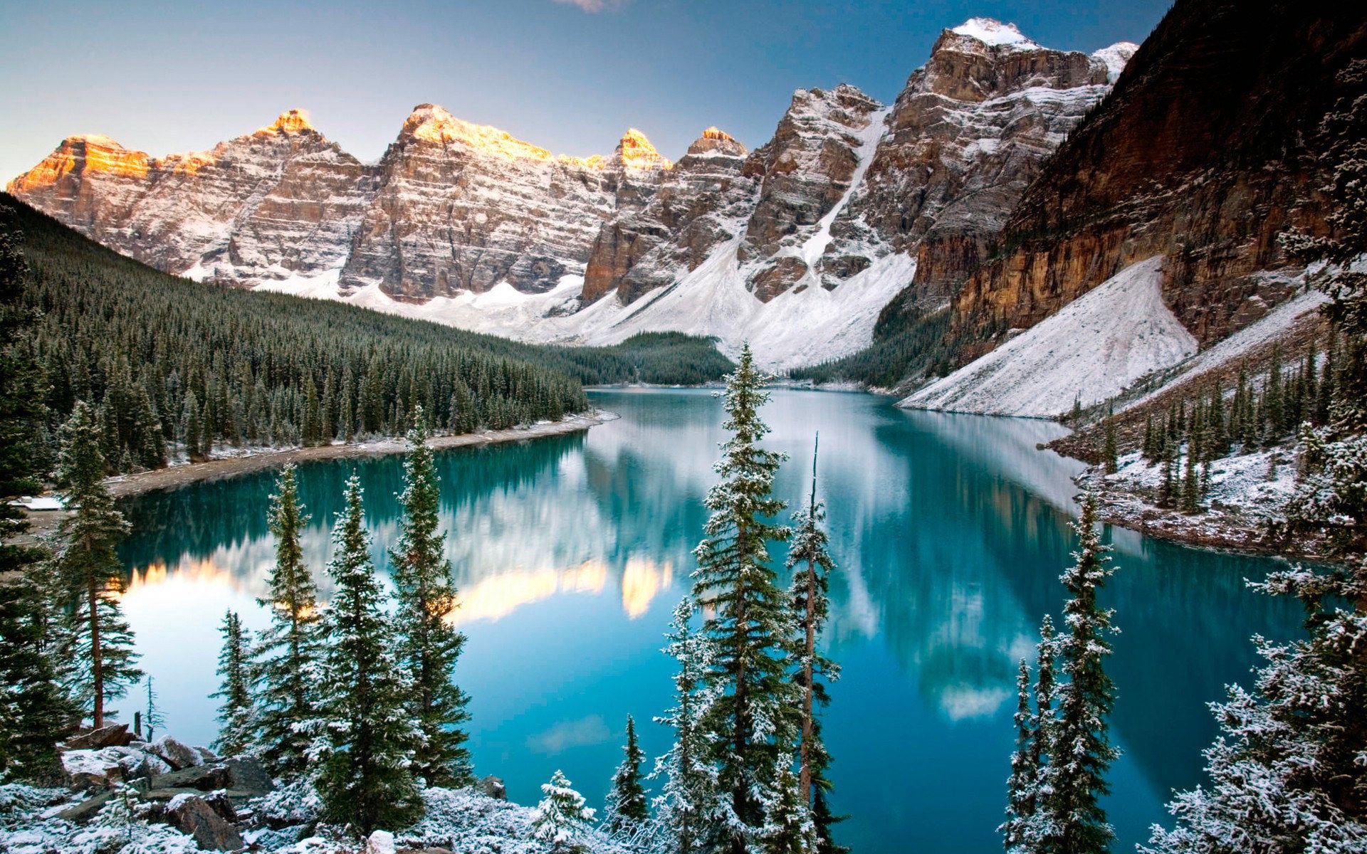 Moraine Lake at Winter, Banff National Park, Alberta, Canada, Forest