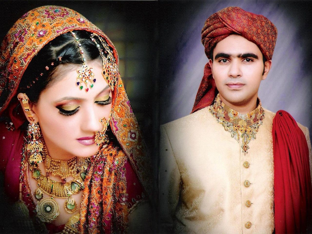 Beautiful Pakistani Couple Bride Dulha Dulhan Groom Wallpaper On Marriage For Desktop Background Picture