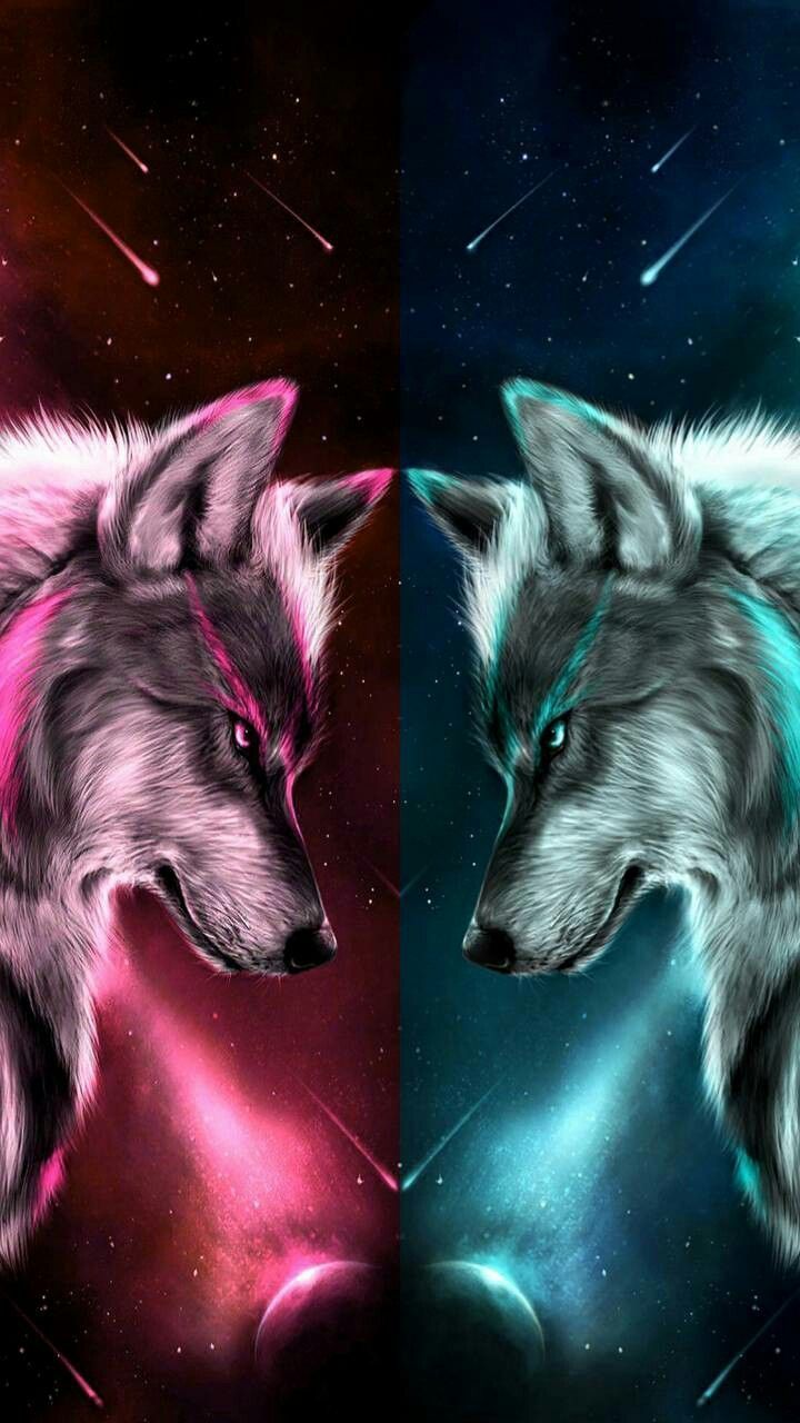 Fire and Ice Wolf Wallpaper