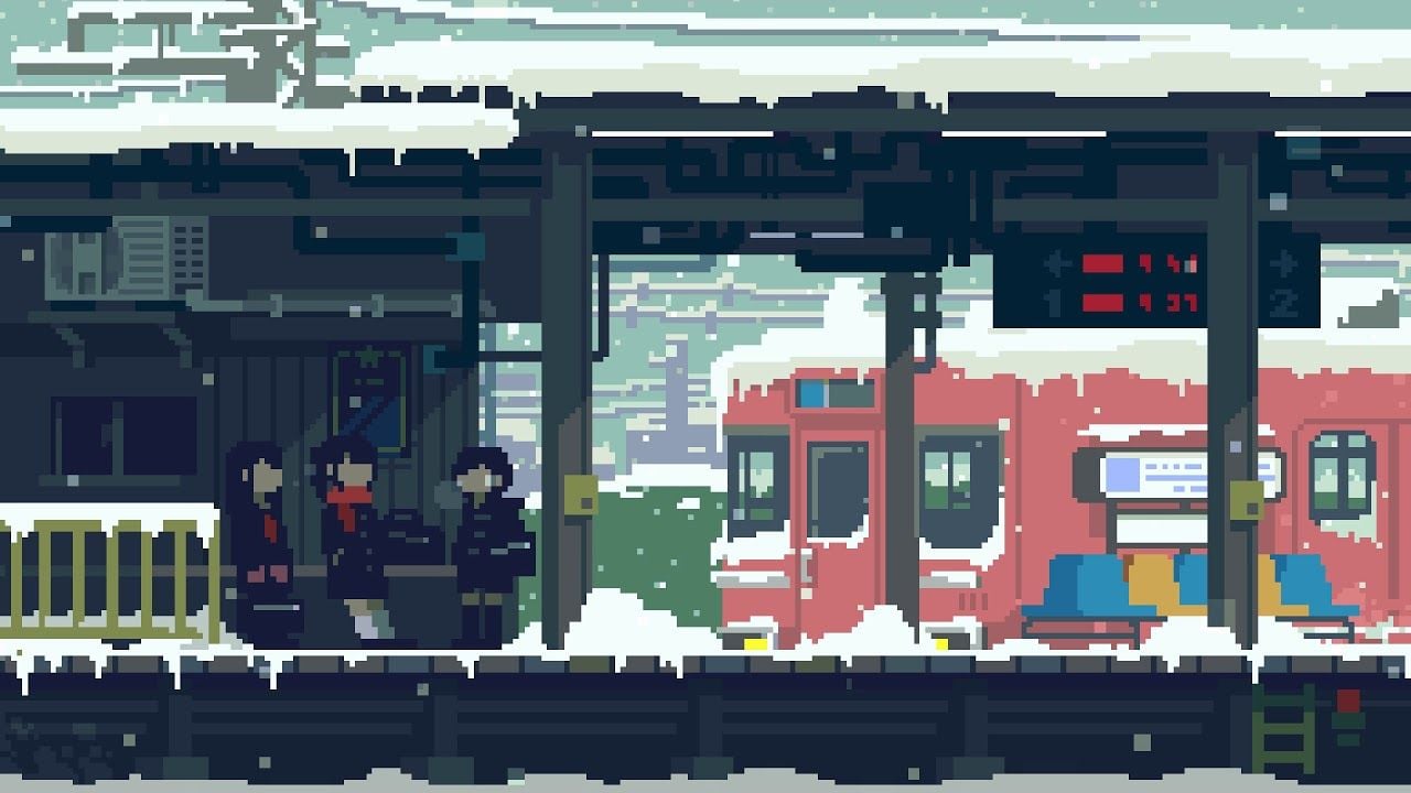 Japan Pixel Background. Train station // Wallpaper Engine