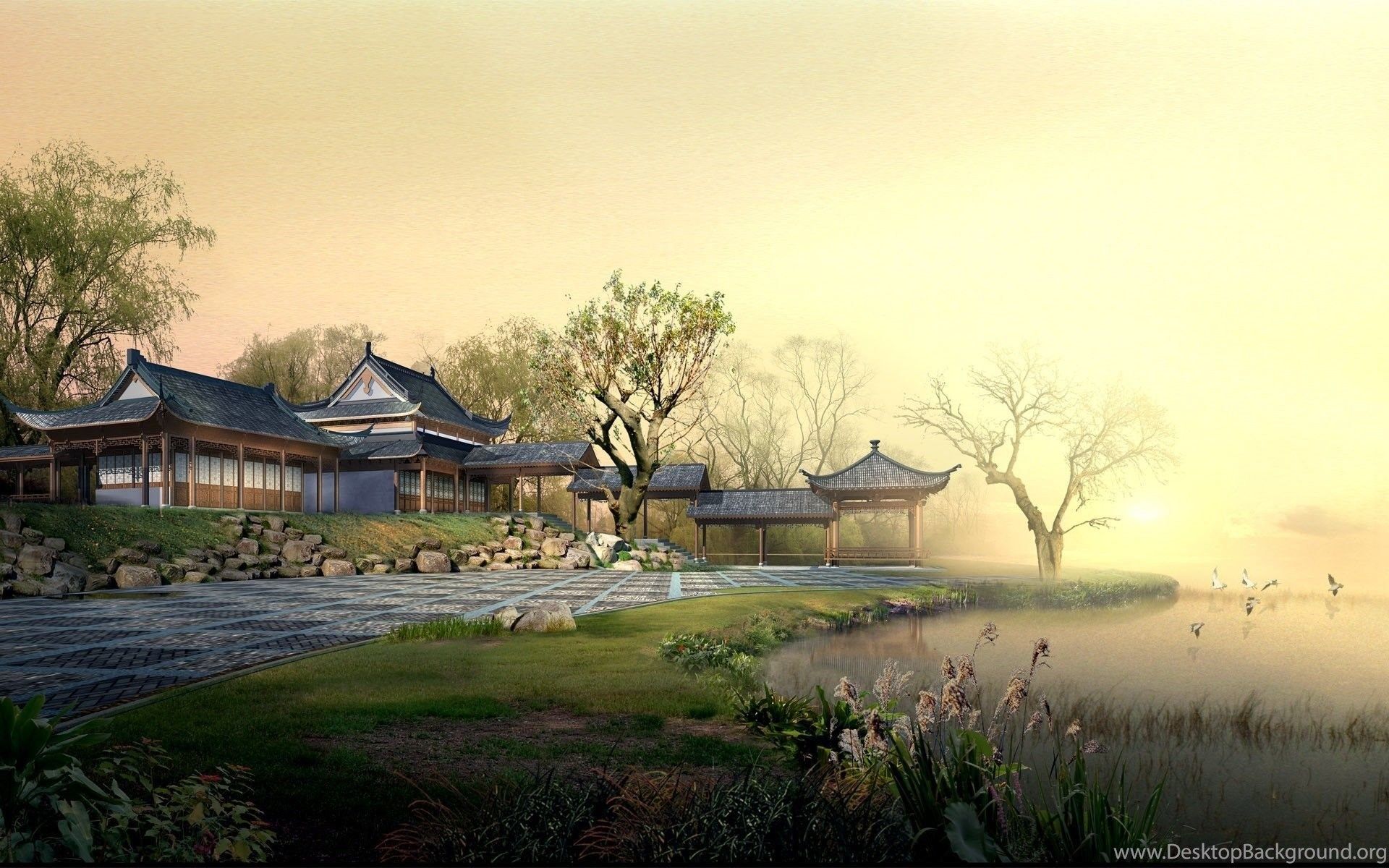 Japanese Landscape In The World Of Anime Wallpaper And Image. Desktop Background