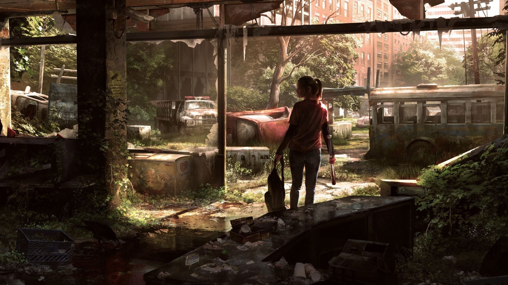 Girl in search of food after the apocalypse Desktop wallpaper 1920x1080