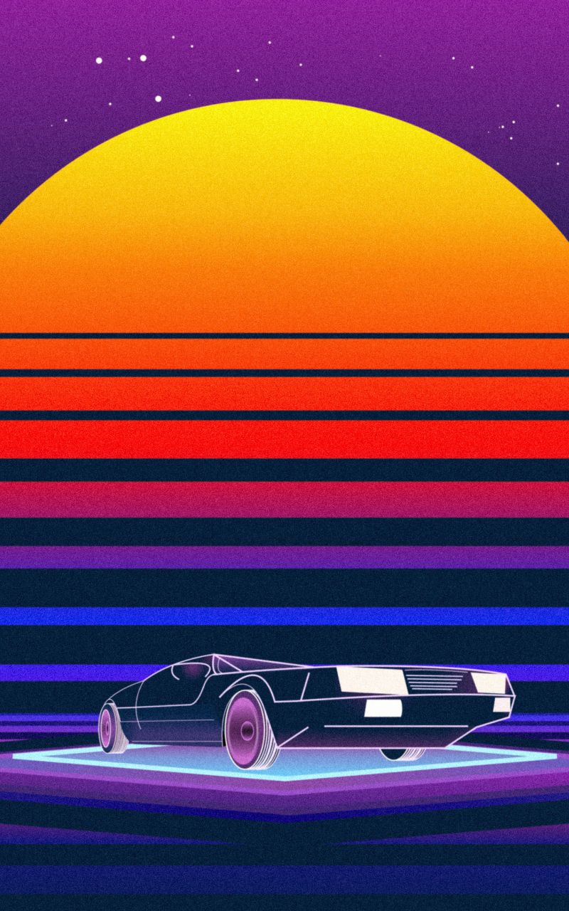 Download 800x1280 Wallpaper Retrowave, Moon And Car, Art, Samsung Galaxy Note Gt N Meizu Mx 800x1280 HD Image Background