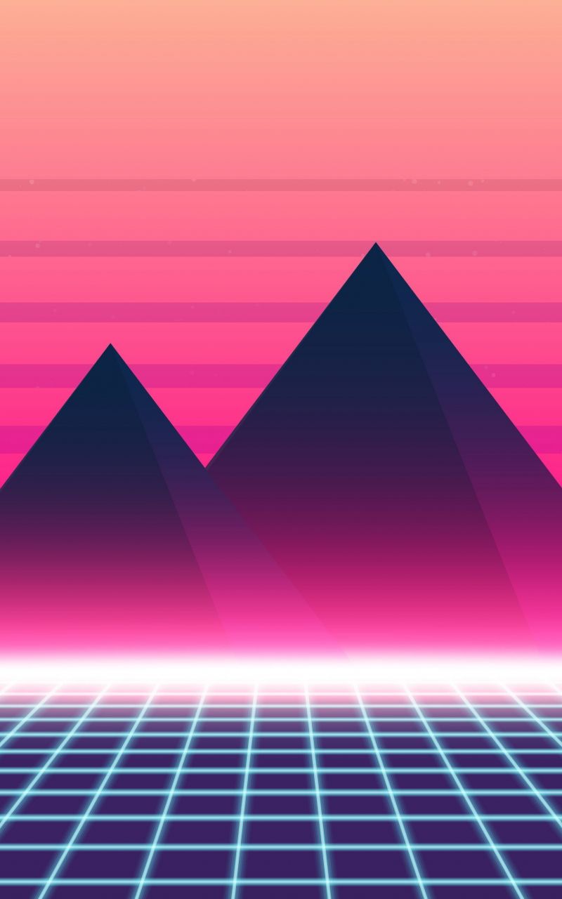 Download 800x1280 Wallpaper Silhouette, Landscape, Mountains, Retrowave 90s, Art, Samsung Galaxy Note Gt N Meizu Mx 800x1280 HD Image Background