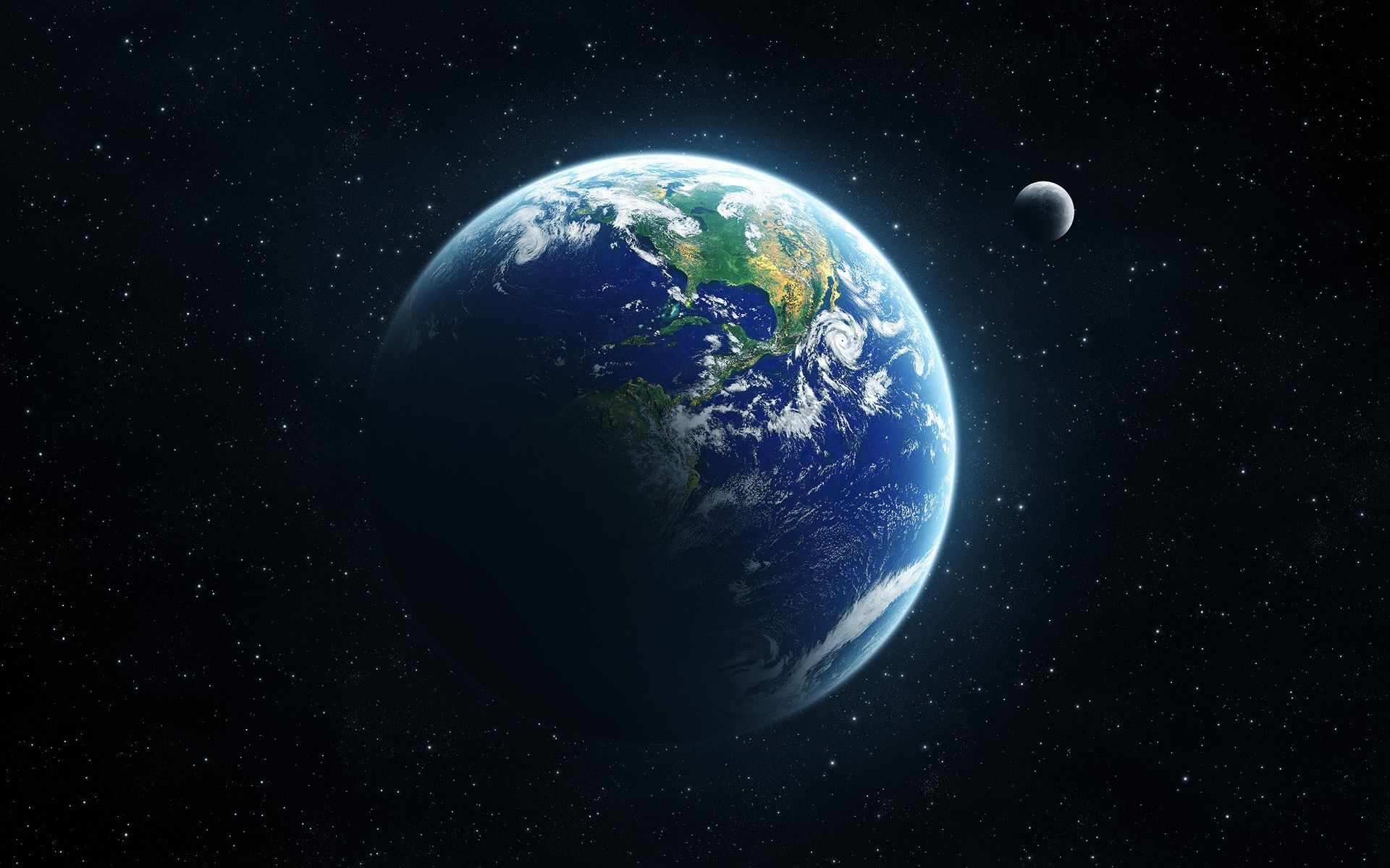 Earth In Space Desktop HD Wallpaper