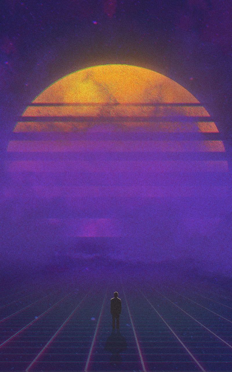 Download Synthwave, Moon, Lightning, Retrowave, Art Wallpaper, 800x Samsung Galaxy Note GT N Meizu MX 2