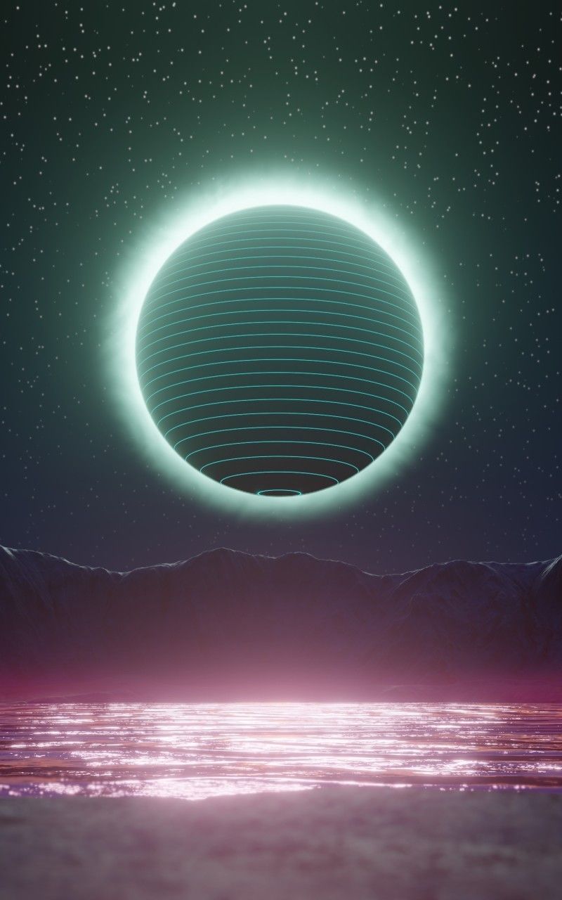 Download 800x1280 Retrowave Landscape, Moon, Stars, Surface, Planet Wallpaper for Galaxy Note, Samsung Galaxy Tab 2 10. Samsung Galaxy Tab 10. Galaxy Note 10. Asus Nexus 7
