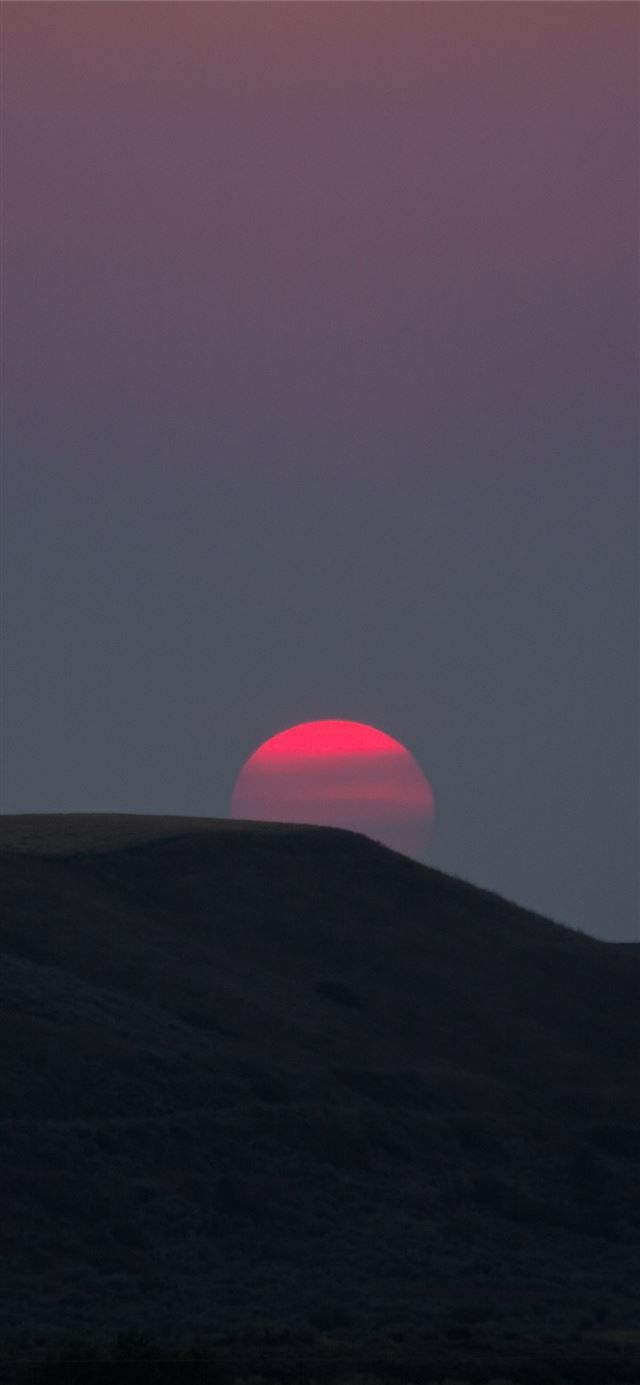 red sun landscape sunset dark 5k iPhone 12 Wallpaper Free Download