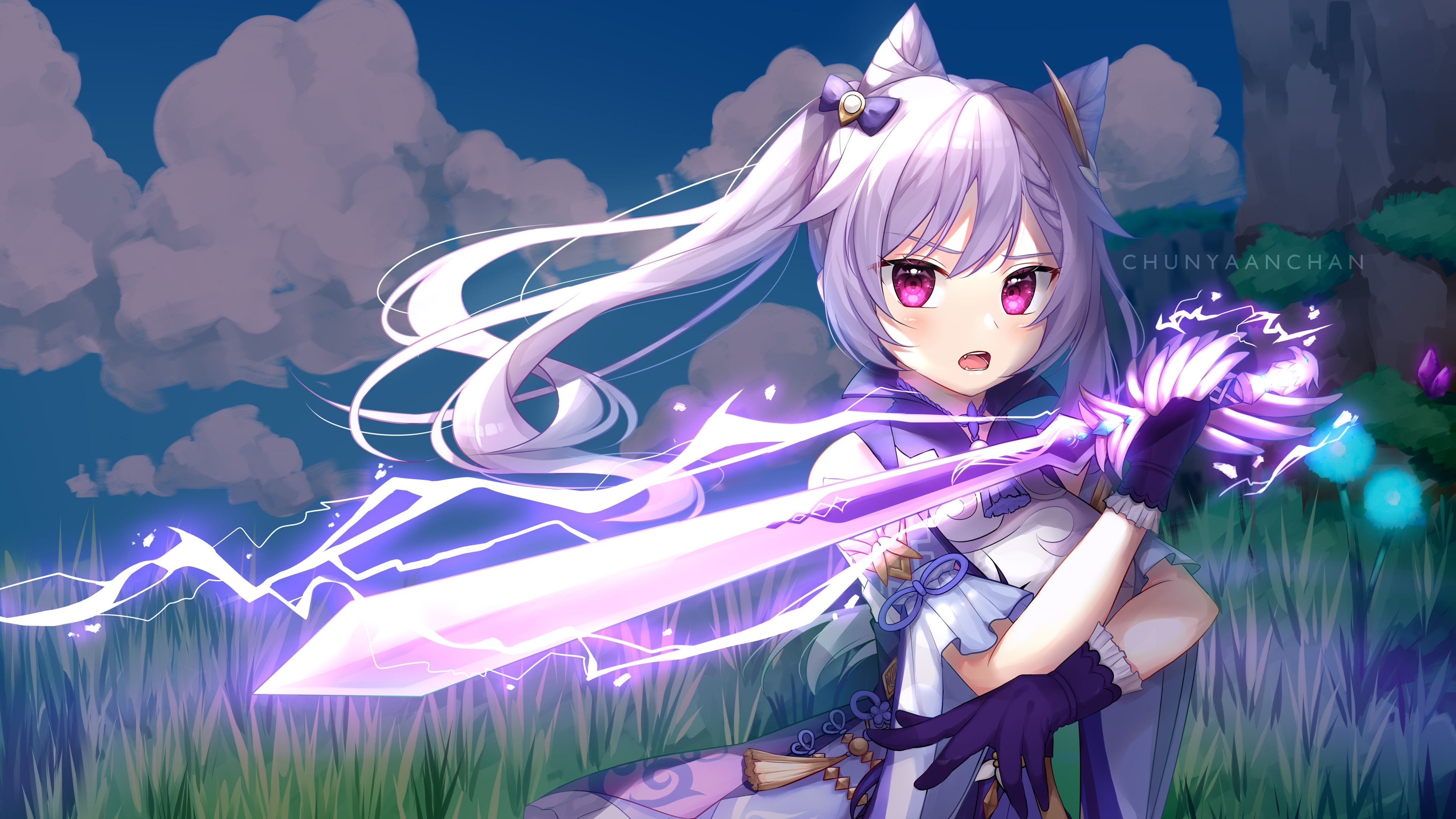 Keqing With Sword 4K HD Genshin Impact .hdwallpaper.in
