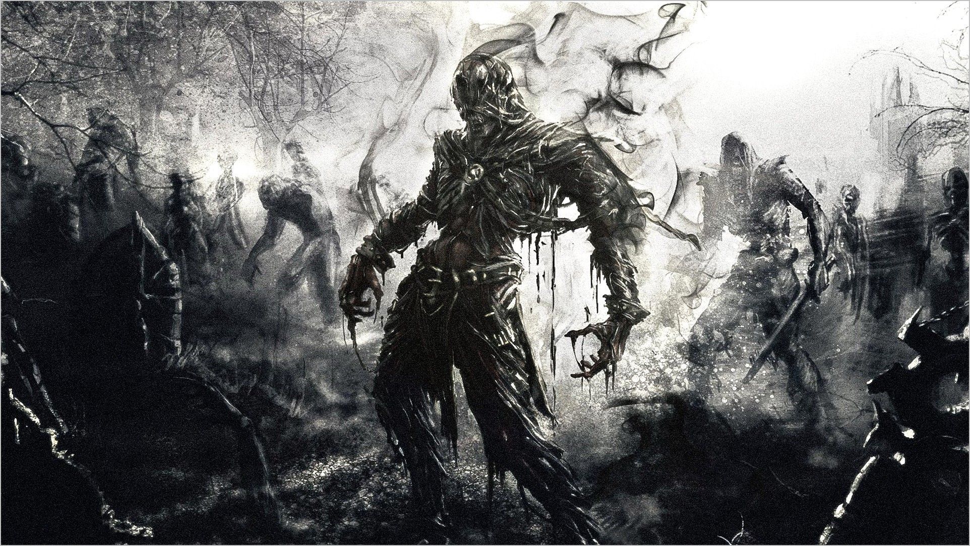 Pc Gaming Wallpaper 4k Black And White. Gaming wallpaper, Zombie wallpaper, Dark souls