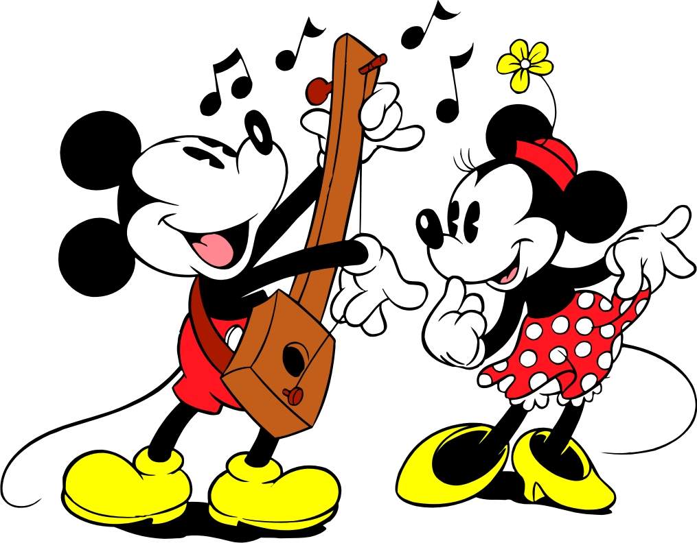 Disney Cartoons Mickey Mouse Enjoying Music Wallpaper. Disney Coloring Picture