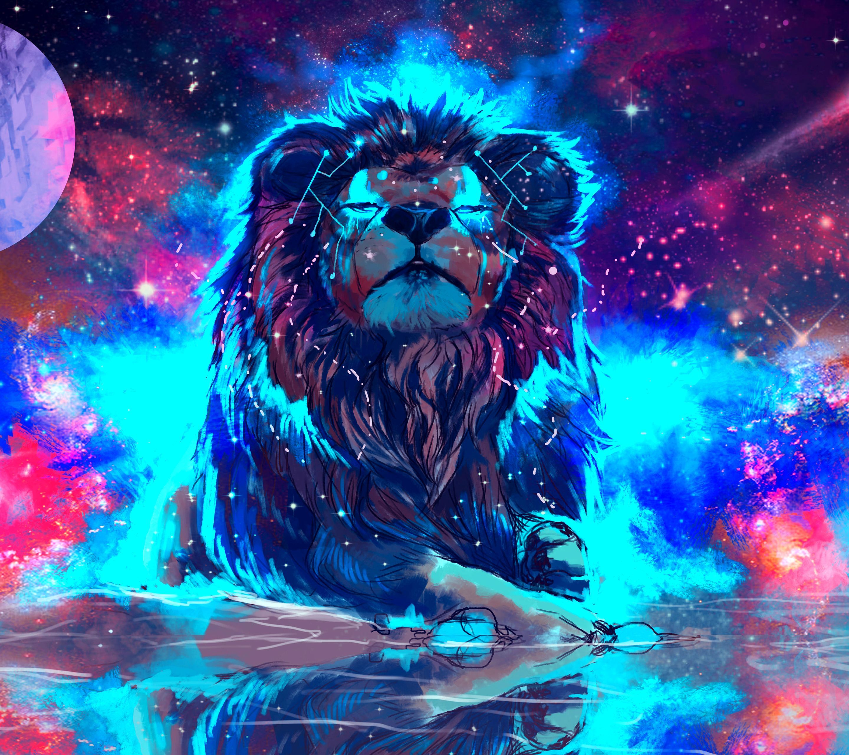 Lion Galaxy Wallpaper Free Lion Galaxy Background