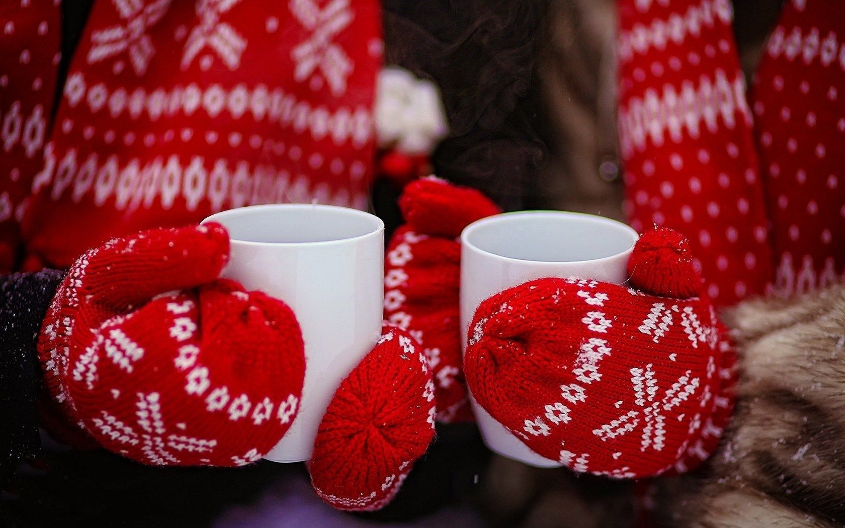 Gloves Cups Tea Winter Mood