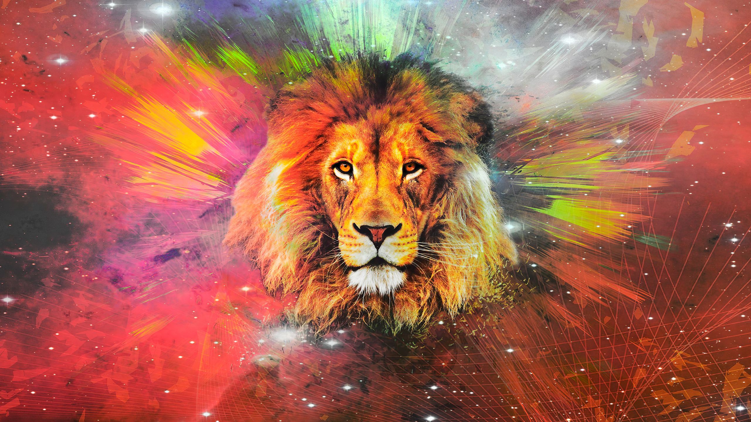Lion Galaxy Art 4k 1440P Resolution HD 4k Wallpaper, Image, Background, Photo and Picture