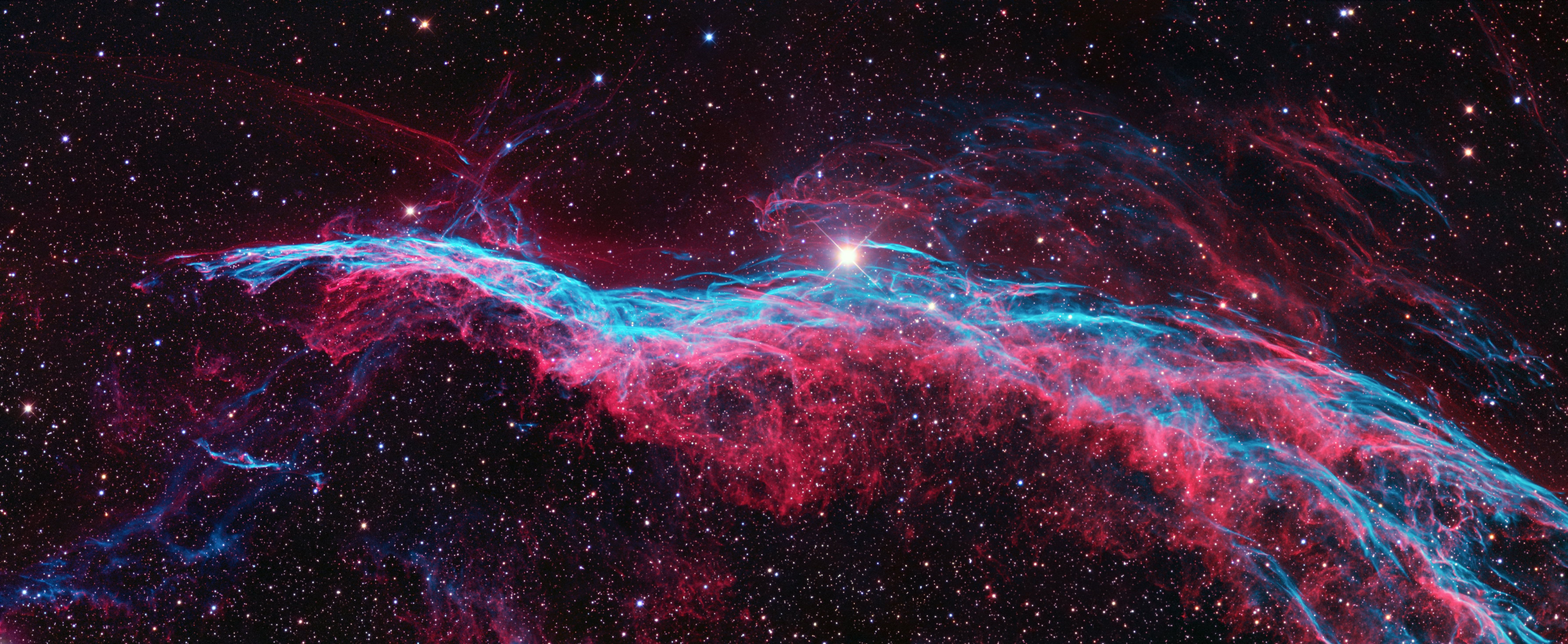 red and blue galaxy a supernova in the constellation Cygnus LBN 191 The witch's broom nebula #NGC6960 K #wallpaper #hd. Nebula, Nebula wallpaper, Constellations