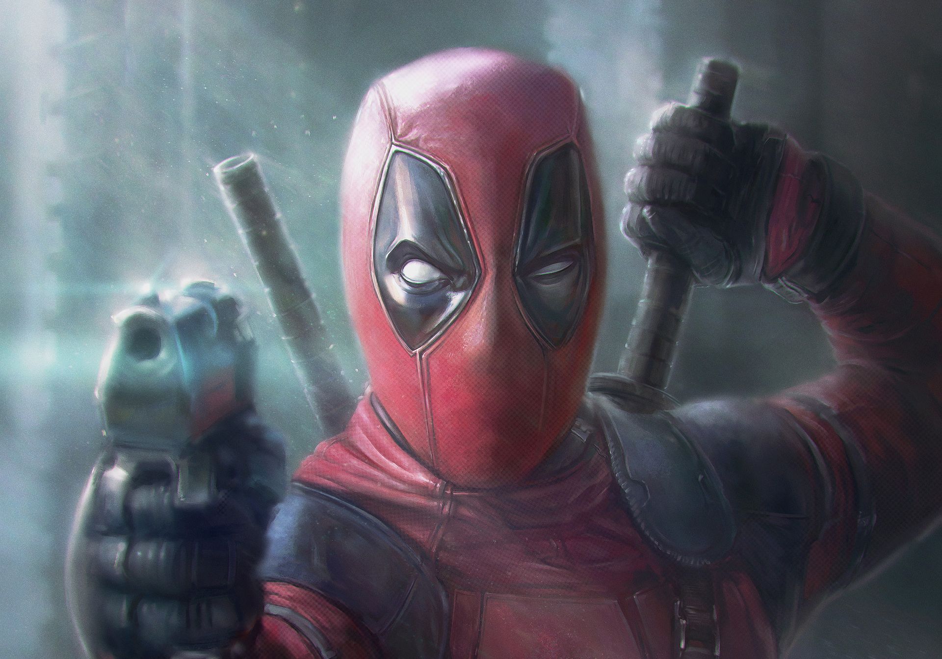 Deadpool Pointing Gun Artwork, HD Superheroes, 4k Wallpaper, Image, Background, Photo and Picture