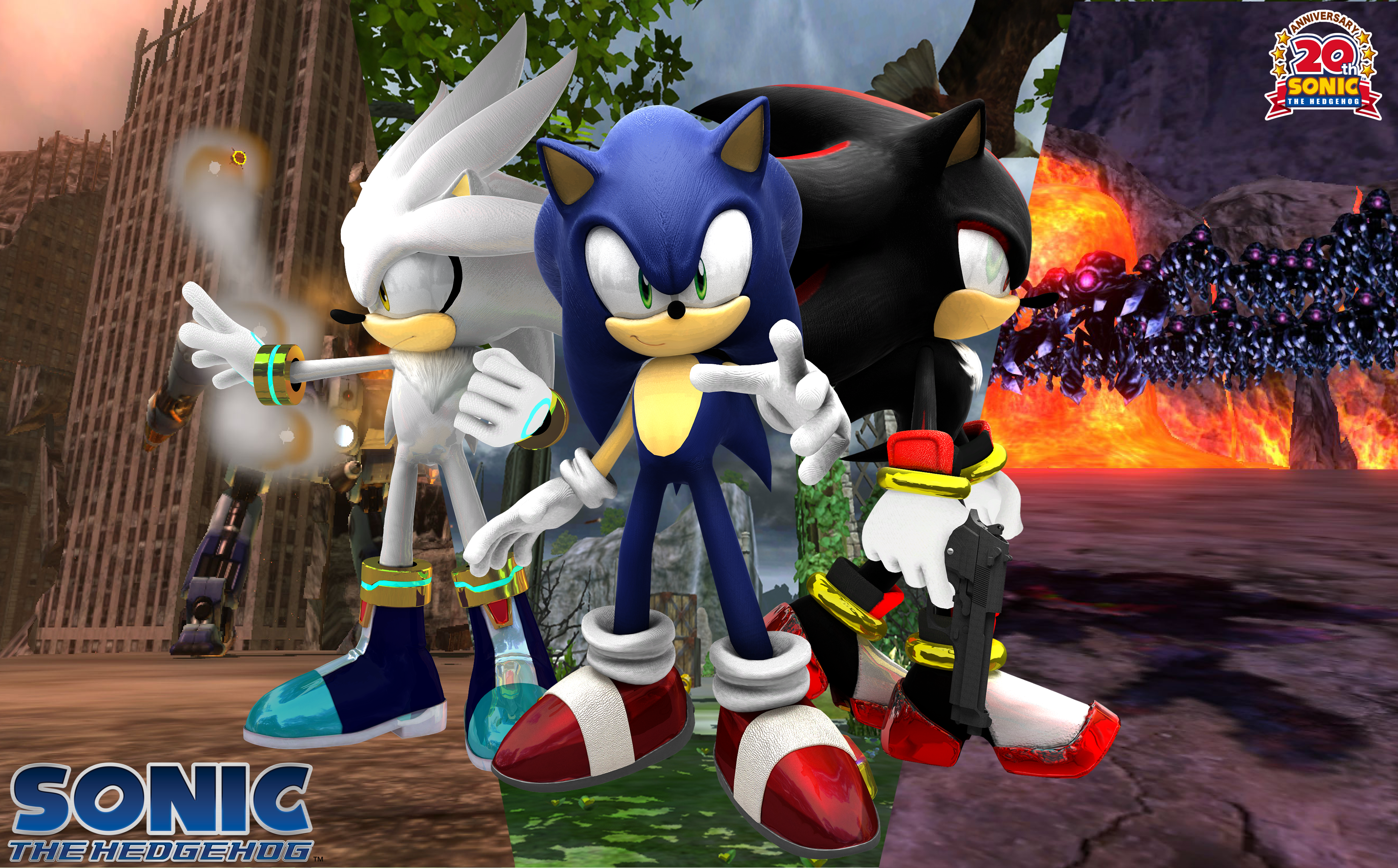 Sonic, Sonic the Hedgehog (2006), Shadow the Hedgehog, Silver the Hedgehog, Sonic  the Hedgehog, HD wallpaper