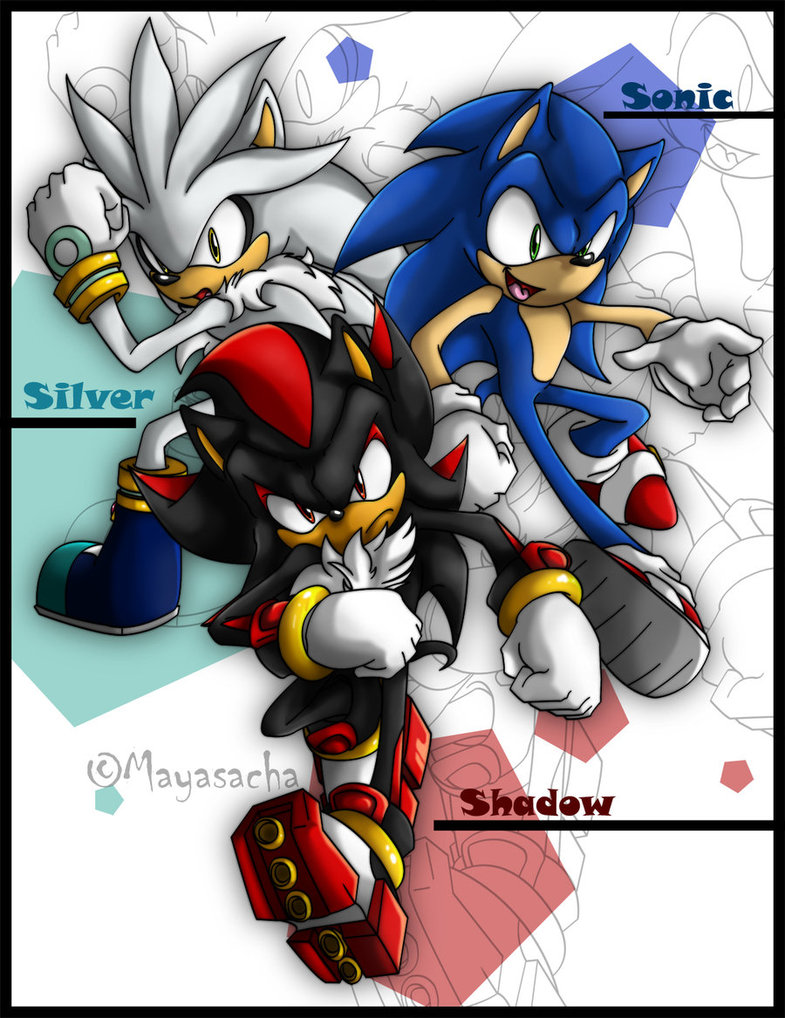 Sonic Characters Fan Art: Sonic, Shadow and Silver. Sonic, Sonic and shadow, Silver the hedgehog
