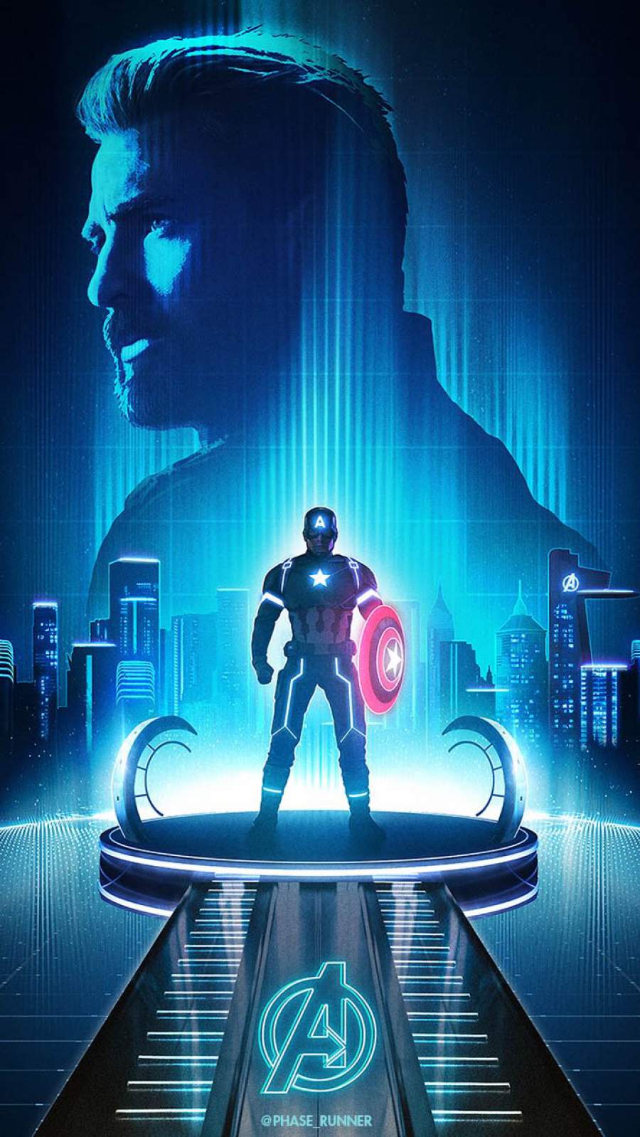 Captain America Neon iPhone Wallpaper .hdwallpaperfx.com