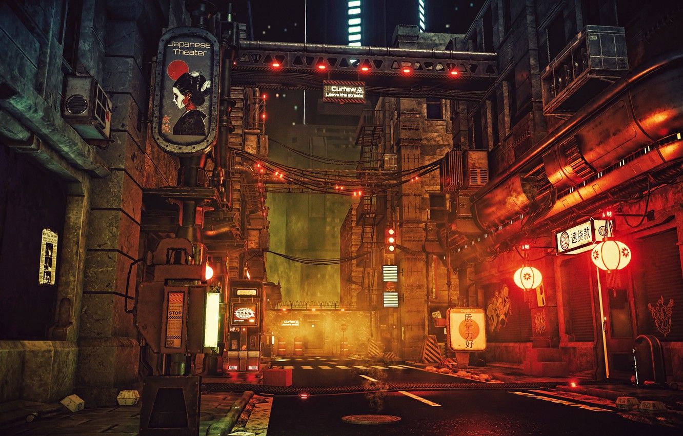 Cyberpunk Street Background