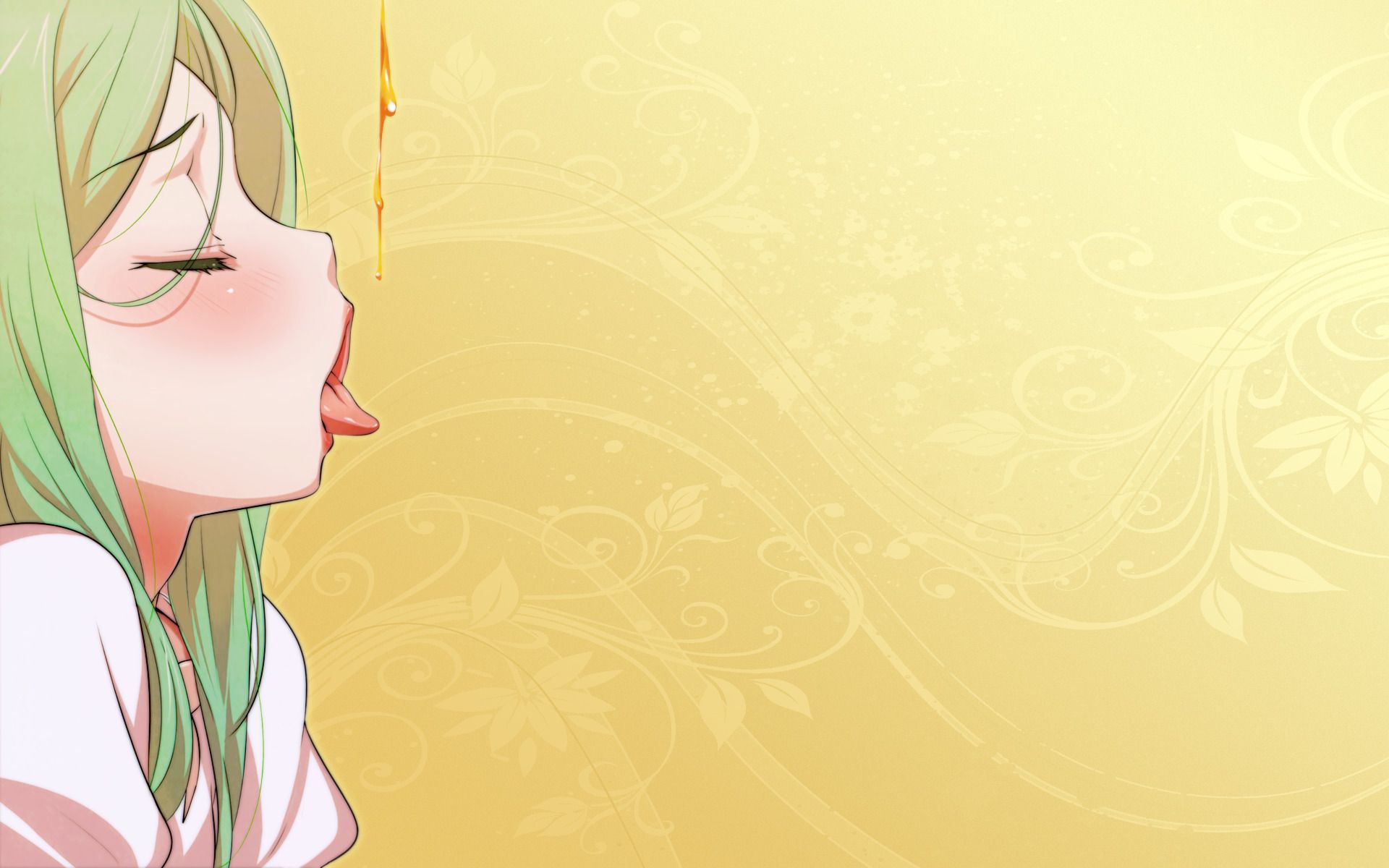 anime, Closed Eyes, Anime Girls, Green Hair Wallpaper HD / Desktop and Mobile Background