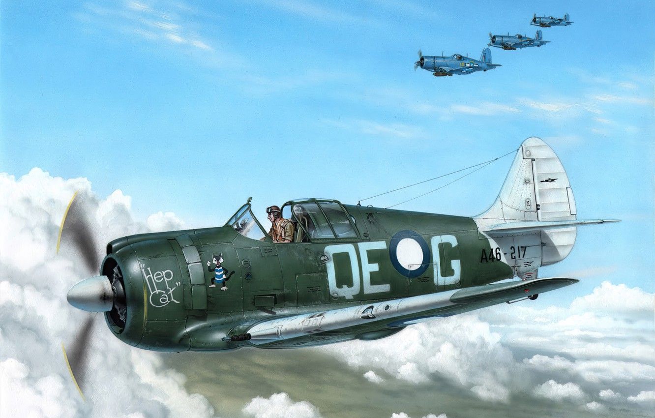 Wallpaper fighter, aircraft, art, airplane, aviation, ww Boomerang image for desktop, section авиация