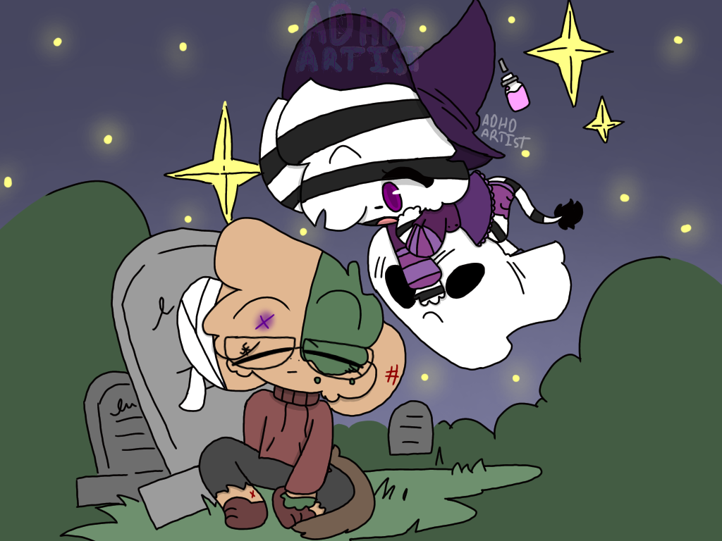 Zizzy and Pony- Spooky Duo. Piggy, Pony, Artist art