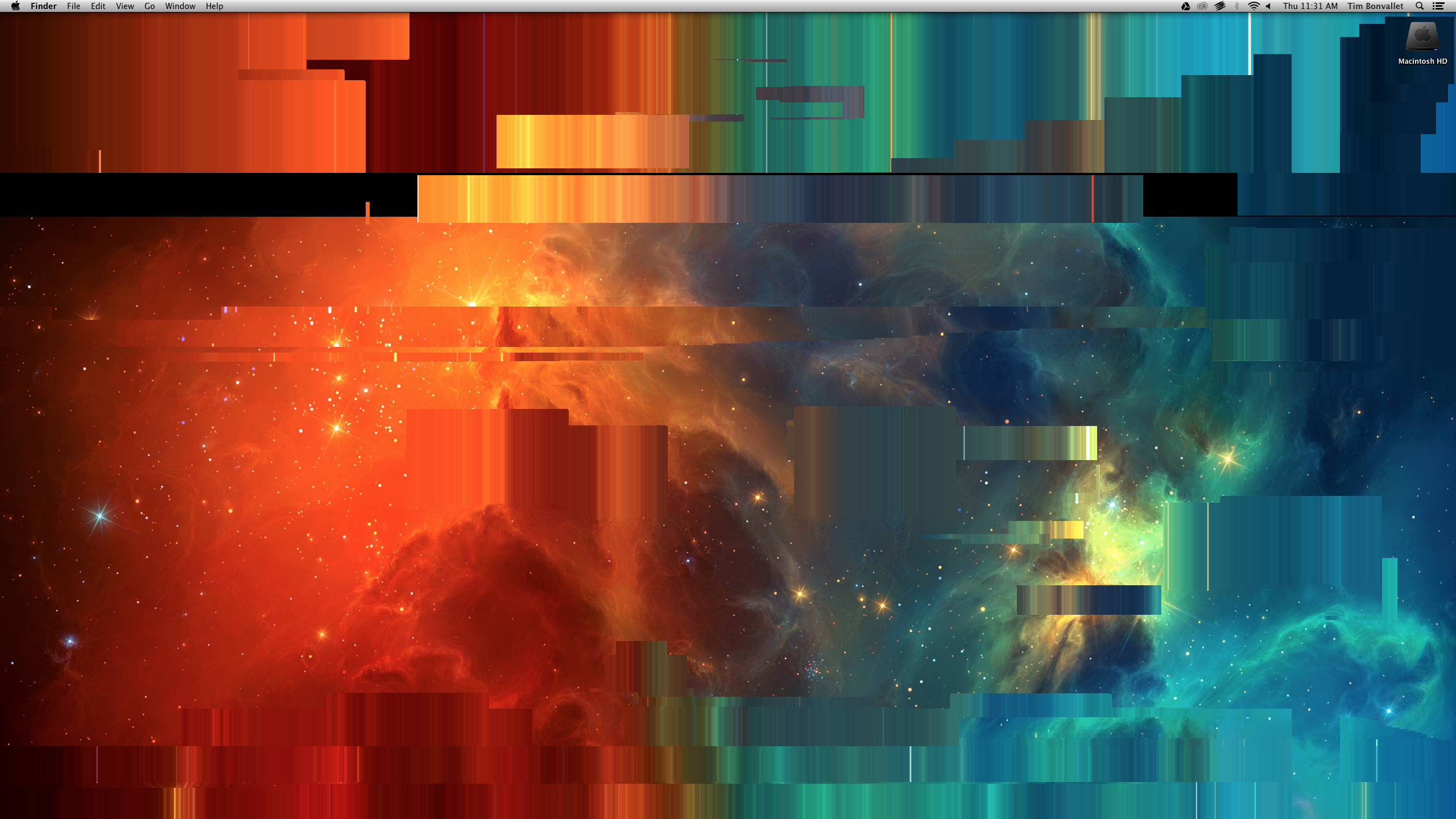 Glitch found in OSX. In Desktop Background options, tile a small