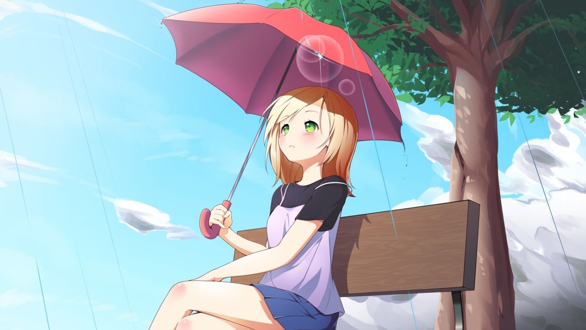 Desktop wallpaper sunny day, outdoor, pretty, anime girl, HD image, picture, background, a6a30a